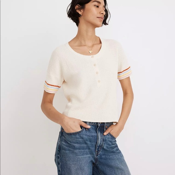 Madewell everyday sweater shirt w/ rainbow sleeves - Picture 2 of 10